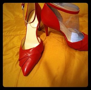 Nine West Red Ankle Strap Pumps